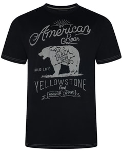 KAM American Bear Print T-Shirt Black